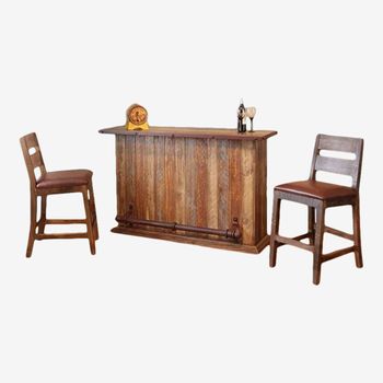 Pine Bar with Two Stools